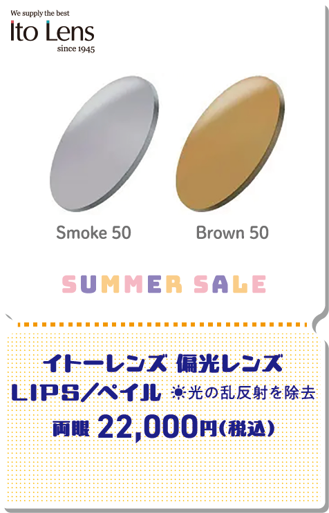 イトーレンズ 偏光レンズ LIPS／ペイル ☀️光の乱反射を除去